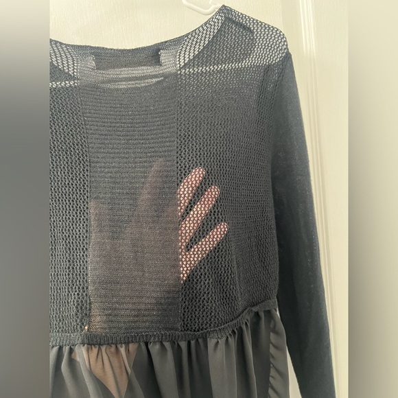 Zara Knit Semi See-Through Black Sheer Blouse (Size S) - Picture 7 of 8